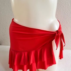 Ralph Lauren Wrap Skirt Sarong Swimwear Coverup Size Large Coral Orange